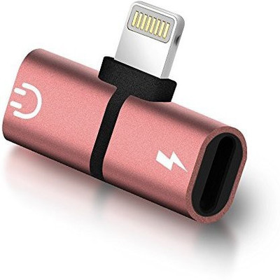

OLECTRA Premium Series 2-in-1 Lightning 8 pin to AUX AUDIO Headphone PORT Headphone Adapter(7 / 7 Plus/ 8 / 8 Plus/ X, Pink Gold)