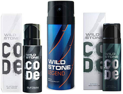 

Wild Stone 1 HYDRA ENERGY DEODORANT 150ml + 1 CODE GOLD DEODORANT 120ml + 1 LEGEND DEODORANT Deodorant Spray - For Men(150 ml, Pack of 3)
