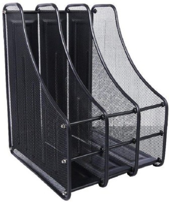 Niyam 3 Compartments metal mesh Magazine Holder(Black)