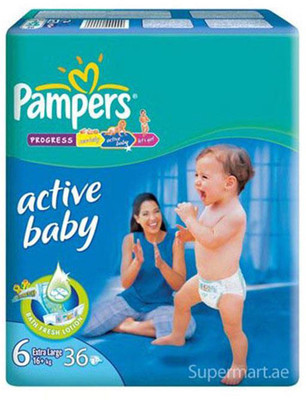 

Pampers Active Baby Diapers (Size 6) - LXXL - 36 (15Kg+) (Imported) - XL