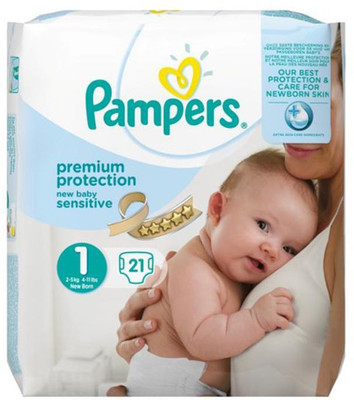 

Pampers Premium Protection New Baby Sensitive Diapers (Size 1) - New Born-21Pc (2-5Kg) - New Born