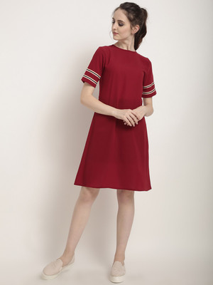 RARE Women A-line Red Above Knee/Mid Thigh Length Dress