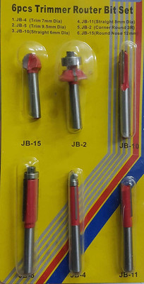 Inditrust 6.35 mm router trimmer bit set of 6pcs for wood working