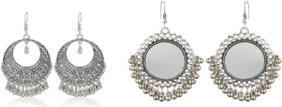FashMade Mirror Round With Beads Alloy Chandbali Earring