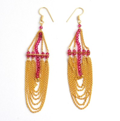 PearlzGallery Pearlz Gallery 3inches long earring with Chiness Shell Pearl Brass Drops & Danglers