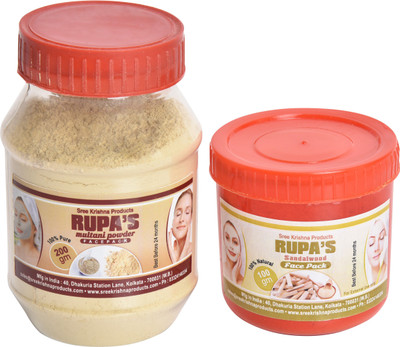 

sree krishna products Rupa's Chandan Powder & Multani Mitti Powder Face Pack( Get Ear Rings worth 350)(350 g)