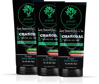 

PRAMSH Activated Charcoal Face Wash 100*3=300gm (Medical Grade)-For Anti Acne Blackhead Removal Instant Glow Face Wash(300 g)