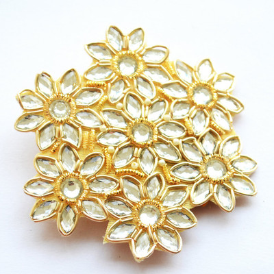 

Pretty Ponytails Ethnic Flower Hair Clip Hair Clip(Gold, White)