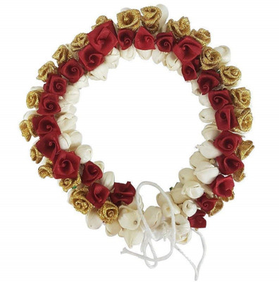 

BOXO Rose Flower Gajra (Veni) Bun Making Hair Accessories For Women Wedding , Maroon Hair Band(Maroon)
