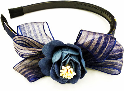 

Fairytale Elegant Shiny Bow With Rose Flower High Griping Party Wear Hair Band Head Band For kids/Girls. Fascinator Hair Band. Hair Band(Blue)