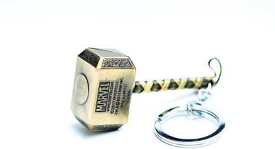 

JARK Superhero Thor Hammer Powerfull 3d metal Key Chain (Gold) Key Chain