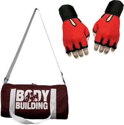 

Snipper Combo of Bodybuilding Bag Wine and Gloves Red Gym & Fitness Kit