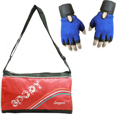 

Snipper Combo of Sport Bag Red And Blue Gloves Gym & Fitness Kit