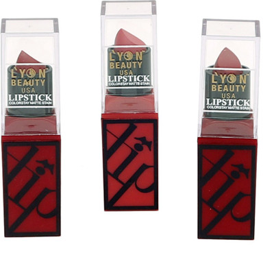 

lyon beauty,usa Lipstics (Pack of 3 popular colors)(pink, 3.5 g)