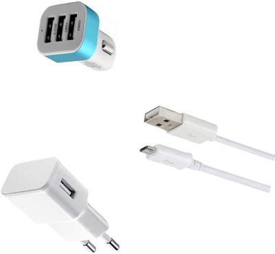 DAKRON Wall Charger Accessory Combo for Lava Z25(White)
