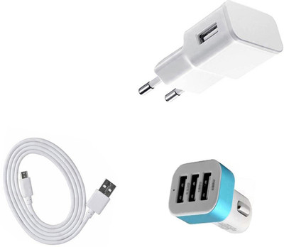 DAKRON Wall Charger Accessory Combo for Micromax Canvas 6(White)