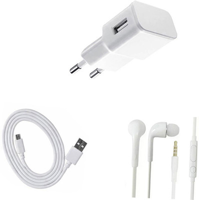 DAKRON Wall Charger Accessory Combo for Micromax Canvas 6(White)
