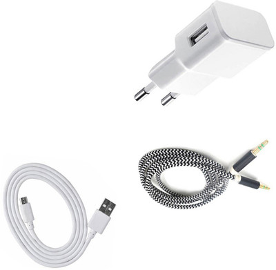 DAKRON Wall Charger Accessory Combo for Micromax Canvas 6(White)
