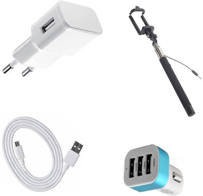 DAKRON Wall Charger Accessory Combo for Micromax Canvas 6(White)