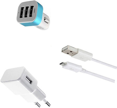 DAKRON Wall Charger Accessory Combo for Panasonic Eluga I7(White)