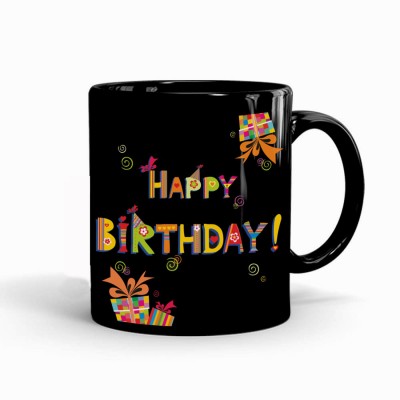 MUGKIN HB132 Happy Birthday Special Printed Gift For Friend, Cousin, daughter, Brother, son, Sister , etc. Black-B894328435 Ceramic Coffee Mug(350 ml)