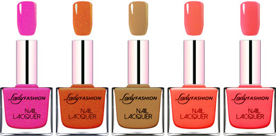 

Lady Fashion Ultra HI-Shine Long Stay Nail Polish Mettalic Pink,Copper,Mettalic Brown,Light Orange,Baby Pink(Pack of 5)