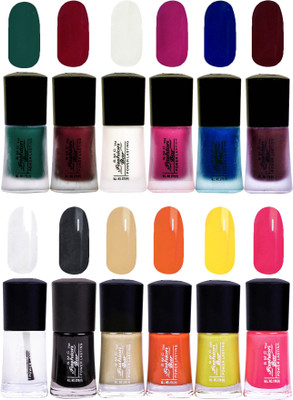 

SMC FASHION BAR Gel Based High Shine Nail Paint Combo Matte Dark Green, Matte Garnet Red, Matte Pearl Cream, Matte Hot Pink, Matte Royal Blue, Matte Chocolatte Brown, Top Coat, Black, Nude Brown, Orange, Neon Yellow, Neon Pink(Pack of 12)