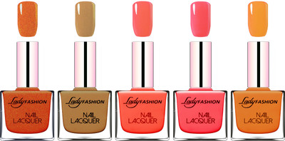 

Lady Fashion Ultra HI-Shine Long Stay Nail Polish Copper,Mettalic Brown,Light Orange,Baby Pink, Nude(Pack of 5)