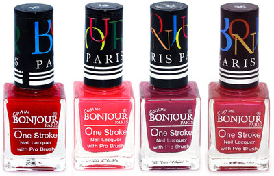 

Bonjour Paris Ultra-long-wear formula High Shine Nail Polish 143 Red, Pink, Mauve, Maroon(Pack of 4)