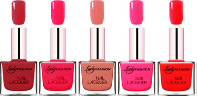 

Lady Fashion Ultra HI-Shine Long Stay Nail Polish Dark Red,Sweet Red,Nude,Pink,Bright Red(Pack of 5)