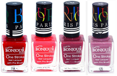 

Bonjour Paris Ultra-long-wear formula High Shine Nail Polish 140 Red, Pink, Mauve, Light Purple(Pack of 4)