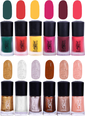 

SMC FASHION BAR Gel Based Color Rich Nail Paint Combo Matte Dark Green, Matte Orange, Matte Neon Yellow, Matte Hot Pink, Matte Sangria Red, Matte Lava Pink, Glossy Golden, Shimmer White, Shimmer Silver, Shimmer Copper Brown, Shimmer Nude Brown, Shimmer Li