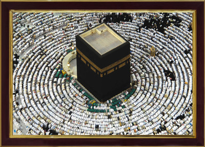 SAF Masjid Makkah Madina Sparkle Coated Digital Reprint Painting(13.25 inch x 9.25 inch)