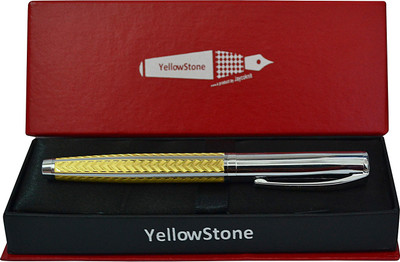 

Yellow Stone Chemnitz Silver & Gold Metal Fountain Pen Set Corporate Gift (Pack of 1,Silver) Fountain Pen