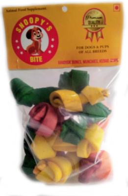 

SNOOPY'S BITE COLOURED KNOTTED BONES FOR DOGS (250GM) Dog Chew(250 g, Pack of 1)