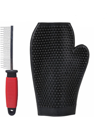 

W9 High Quality Stainless Steel Pin Dog Grooming Brush With Bathing Glove Basic Comb for Dog
