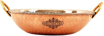

IndianArtVilla Steel Copper Serving Kadhai,900 ML ,Serveware Kadhai 19 cm(Steel, Copper), Brown;silver