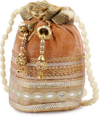 

Gaurapakhi Handicrafts Designer Silk Heavy Rajasthani Resham Potlis Clutch Bag, Standard Potli For Bridal, Casual, Party , Wedding Potli Potli(Multicolor)