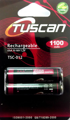 

Tuscan AAA 1100mAh 1 Pack Rechargeable Ni-MH Battery