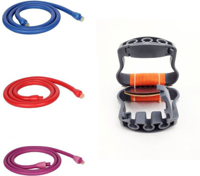 

Everlast 80lbs Latex Tube with Triple Handle Resistance Tube(Blue, Red, Purple), Blue;purple;red