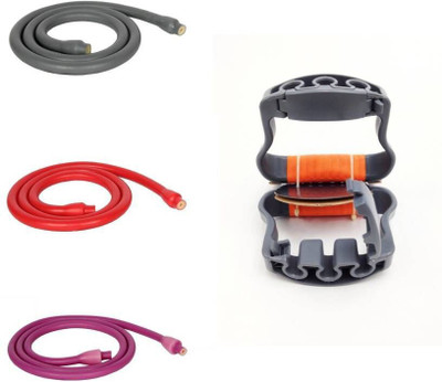 

Everlast 90lbs Latex Tube with Triple Handle Resistance Tube(Cool Grey, Red, Purple), Cool grey;purple;red