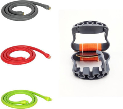 

Everlast 100lbs Latex Tube with Triple Handle Resistance Tube(Cool Grey, Red, Green), Cool grey;green;red