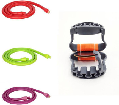 

Everlast 60lbs Latex Tube with Triple Handle Resistance Tube(Red, Green, Purple), Green;purple;red