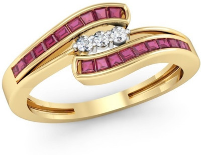 

Kataria Jewellers The Anfisa American Diamond 92.5 BIS Hallmarked Silver Ring, Yellow