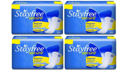 

Stayfree Secure 20+20+20+20 Pad Sanitary Pad(Pack of 4)