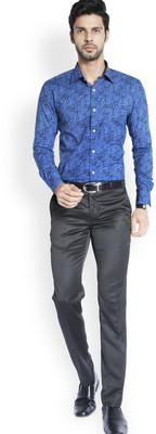 

ColorPlus Men's Printed Casual Dark Blue Shirt