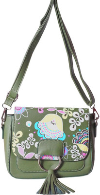 

ANKIT Girls Casual Green Leatherette Sling Bag