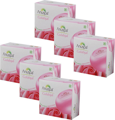 Anuspa 6 Herbal Gulabjal 125g Soaps for toning &hydrating(125 g, Pack of 6)