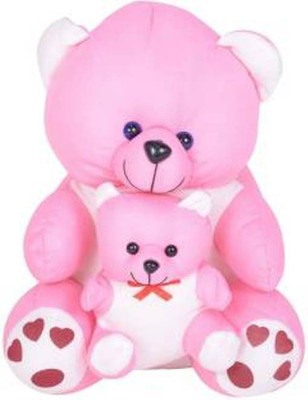 Teddy Bear Soft Toys Pink With Mother Baby - 10 cm(Pink)