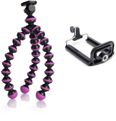 

Ruhi Adjustable Mini Octopus Mobile Phone Camera Stand Clip Bracket Holder Tripod (Purple, Supports Up to 500 g) Tripod(Multicolor, Supports Up to 500 g)